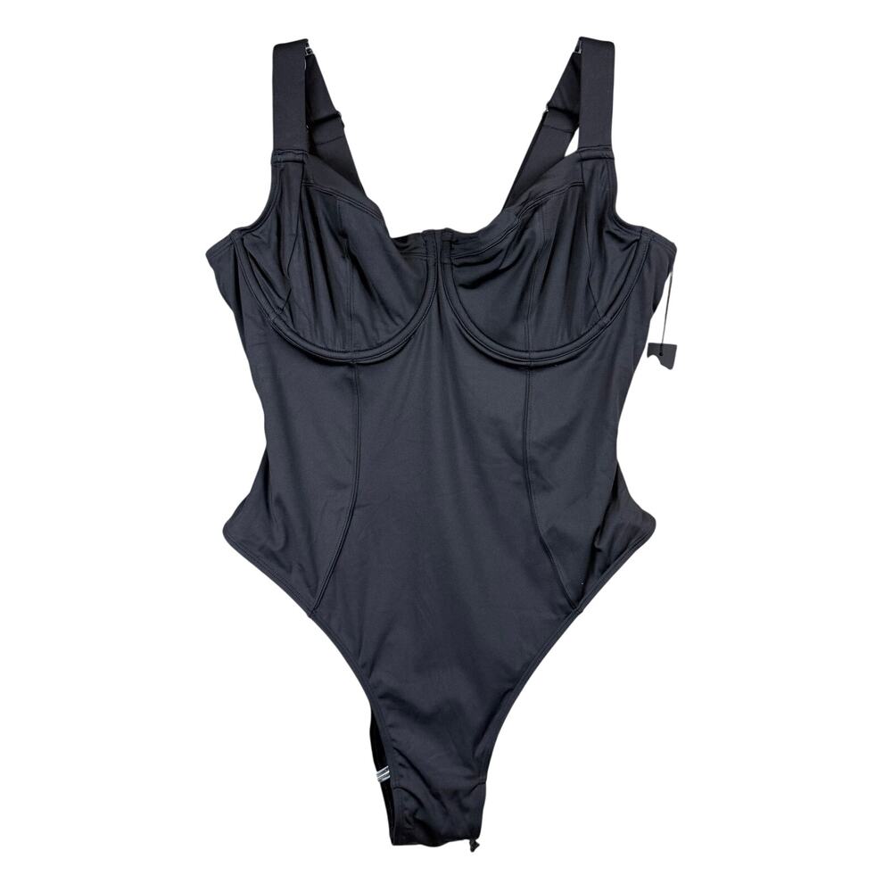 TA3 Hi Cut Lifty Black One-Piece Corset Lace-Up Underwire XL B/C CUP